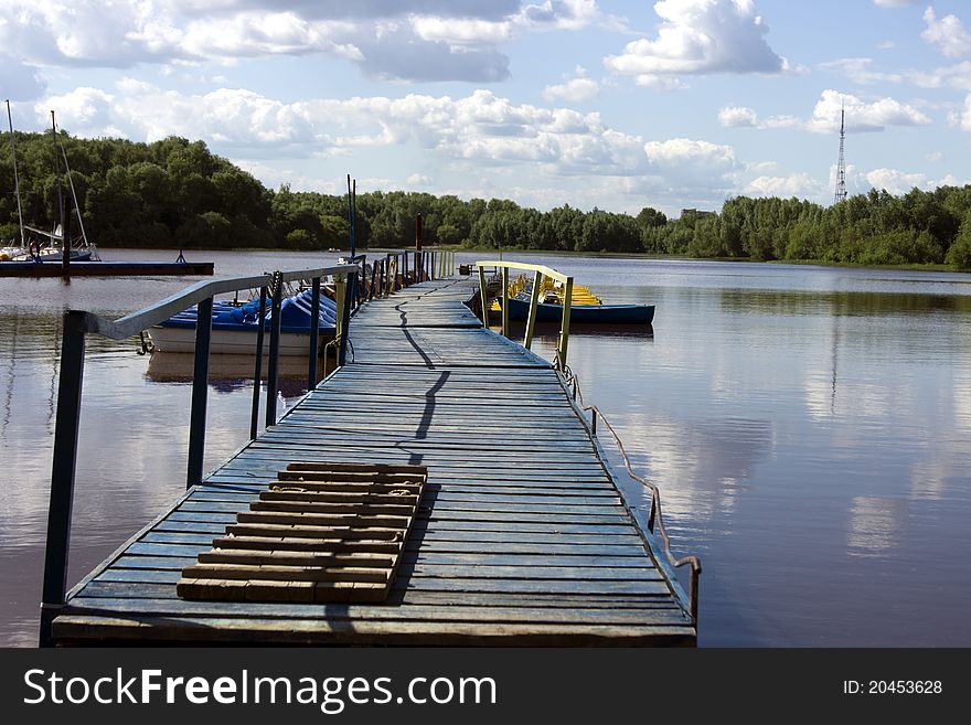 Landing stage in hot summer day