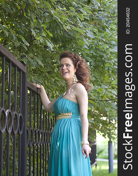 Extraordinarily Beautiful Girl In A Blue Dress