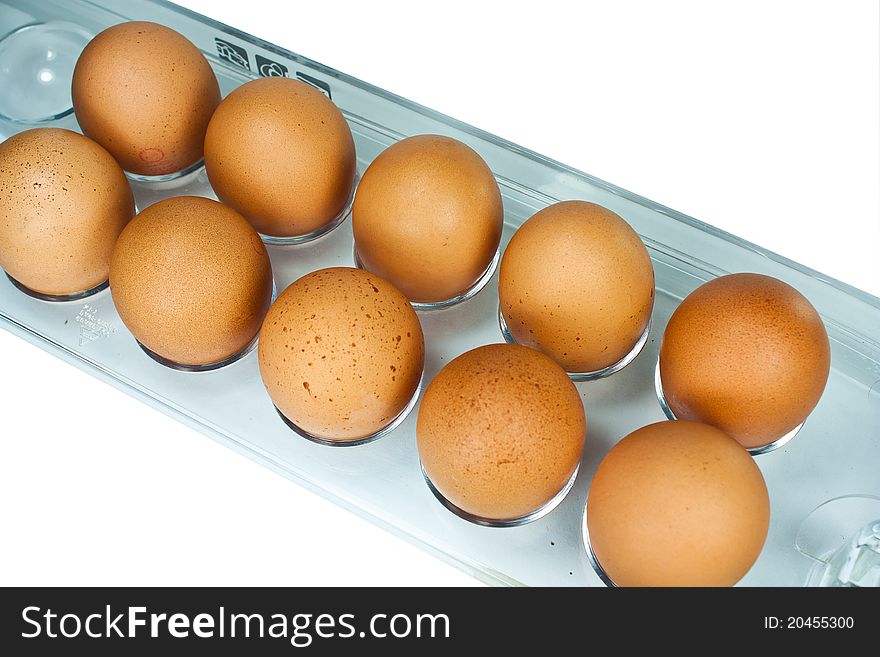 Eggs in the basket in a white background
