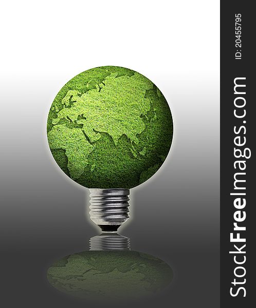 Art work of grass globe with light bulb. Art work of grass globe with light bulb.