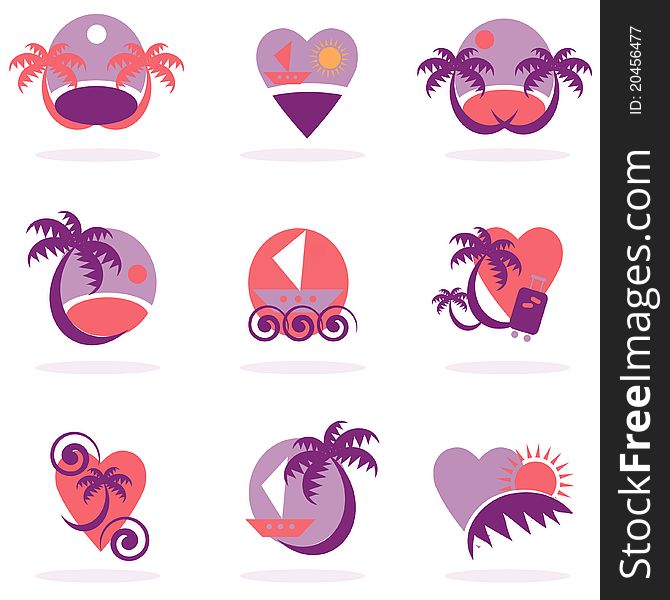 Travel icons collection - vacation emblems and symbols. Travel icons collection - vacation emblems and symbols