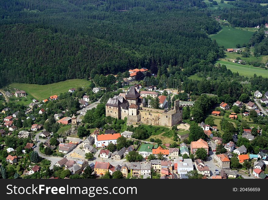 Lipnice (Czech Republic) medieval castle and the surrounding woods and fields. Lipnice (Czech Republic) medieval castle and the surrounding woods and fields.