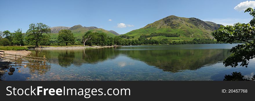 The landscape and the lake at buttermere in cumbria in england. The landscape and the lake at buttermere in cumbria in england