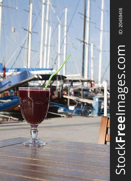 Fresh pomegranate juice in marina cafe