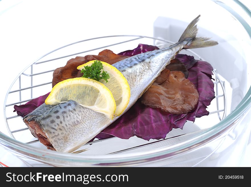 Raw fish with lemon for eat