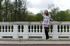 Blonde Girl Is Leaning On Railing Stock Photography Blonde Girl Is Leaning On Railing Stock Photography