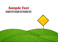 Empty Yellow Warning Road Sign With Green Grass Stock Images Empty Yellow Warning Road Sign With Green Grass Stock Images