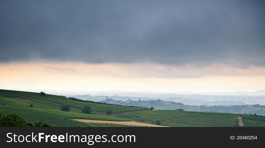 Italian landscape (Isola d'Asti, Asti, piedmont, Italy) with storm sky. Italian landscape (Isola d'Asti, Asti, piedmont, Italy) with storm sky.