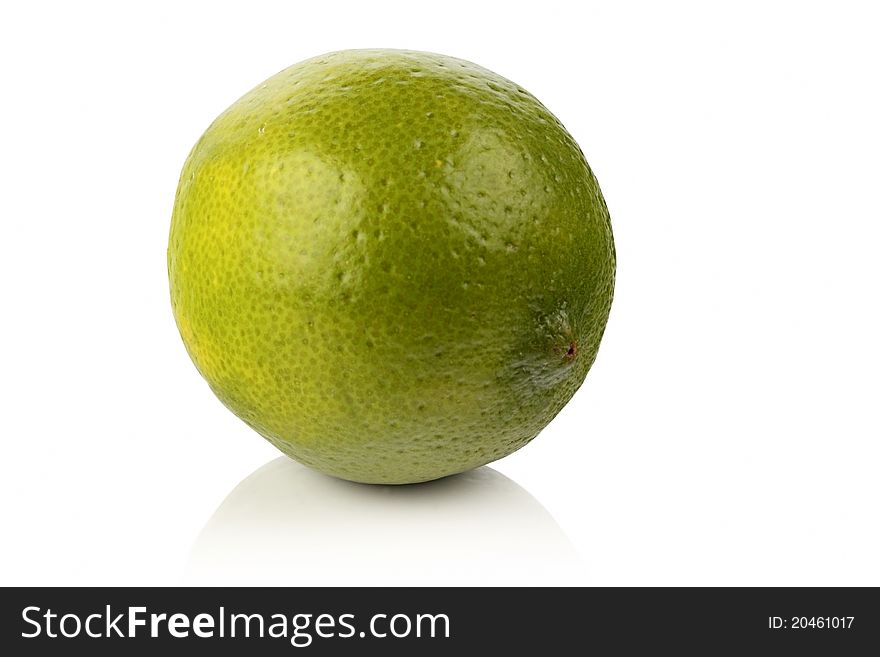 Lime, with reflection on white background. Lime, with reflection on white background.