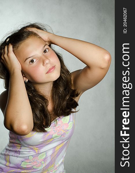 Portrait of the young beautiful girl close-up