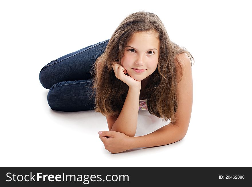 Portrait of the young beautiful girl isolated