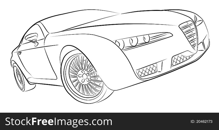 Modern european hatchback concept vector drawing