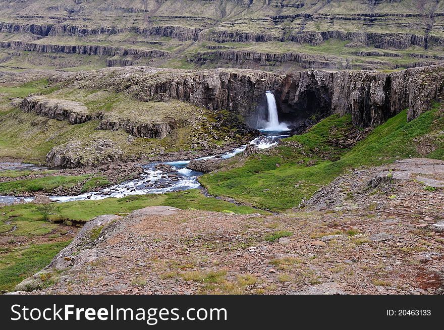 Waterfall On Northern Iceland