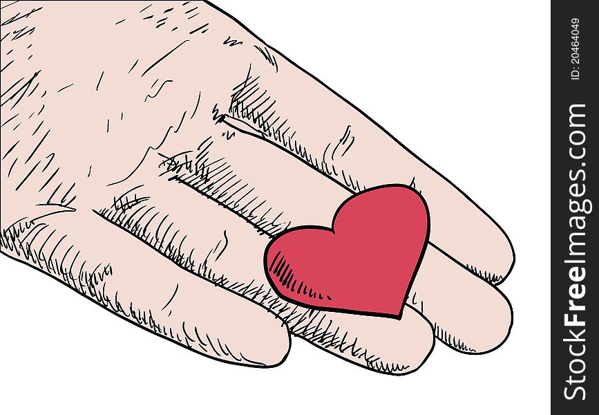 Human Hand Holding Red Heart