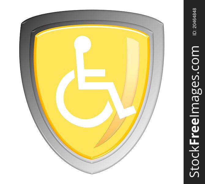 Yellow Shield disabled sign isolated