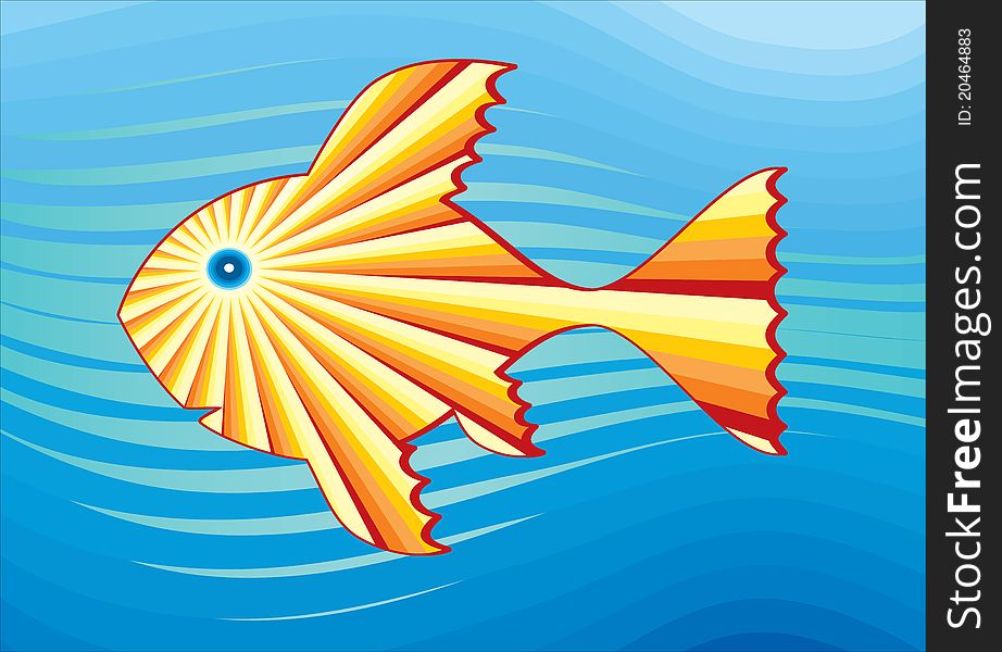 Solar fish. Symbolic Drawing. The sun on the silhouette of fish. Solar fish. Symbolic Drawing. The sun on the silhouette of fish