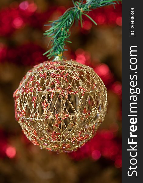 Image of christmas decorations and out of focus background