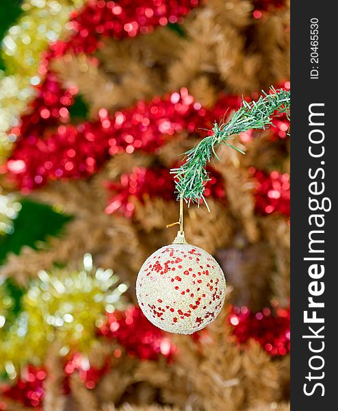 Image of christmas decorations and out of focus background