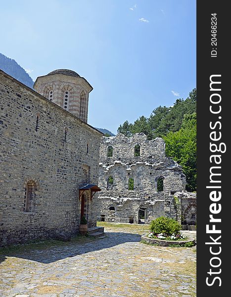 Ruins of Saint Nicholas monastery on Olymp mountains near Litochoro city in Greece. Ruins of Saint Nicholas monastery on Olymp mountains near Litochoro city in Greece