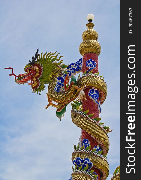 A new colorful Chinese dragon statue