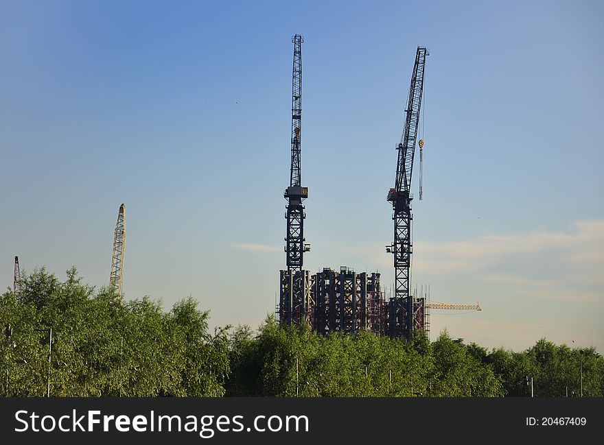 View of a crane in construction