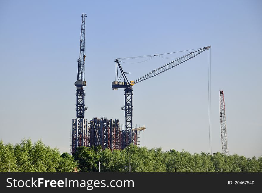 View of a crane in construction