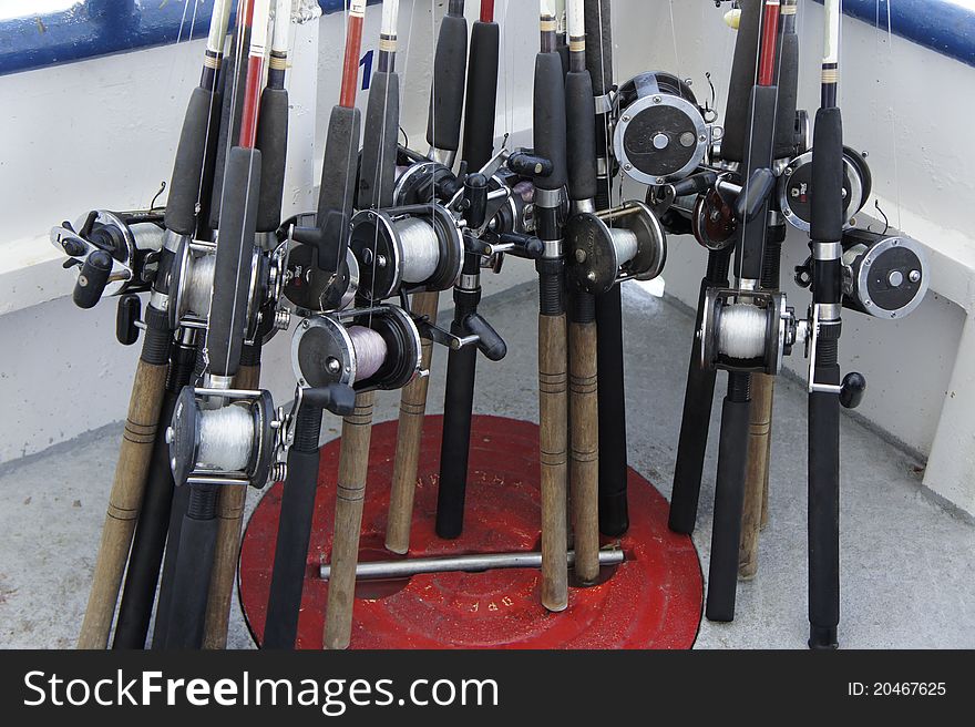 Picture of rod and reels on a fishing boat