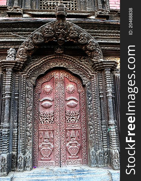 Door of the palace in Nepal