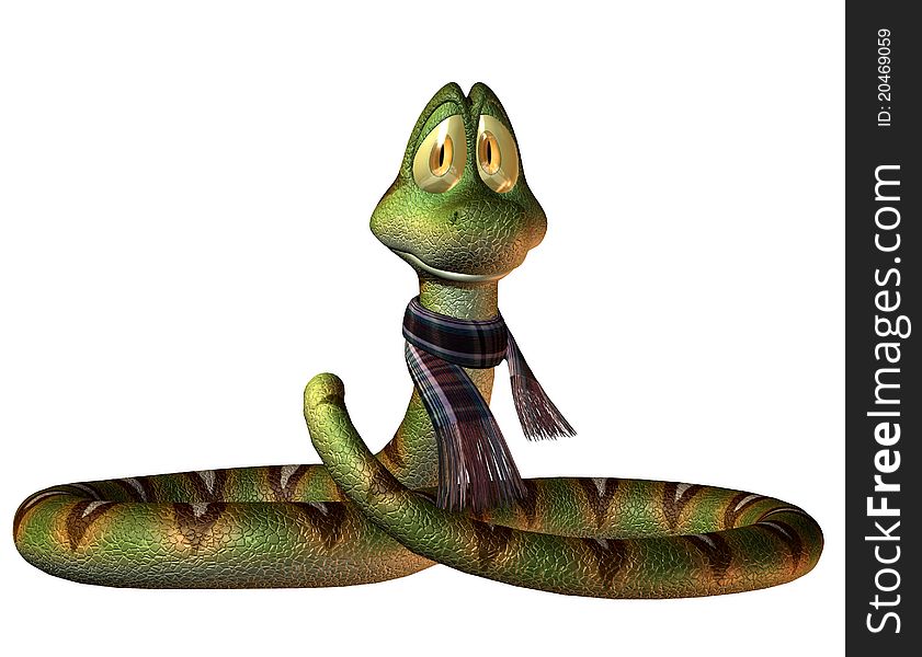 3d rendering happy snake as a Toon