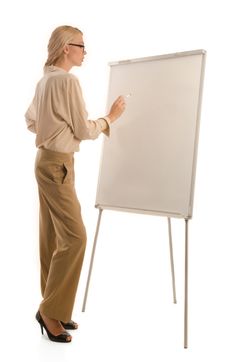 Woman In Glasses And Drawing Board Stock Photo Woman In Glasses And Drawing Board Stock Photo