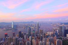 Hong Kong At Sunset Royalty Free Stock Images Hong Kong At Sunset Royalty Free Stock Images