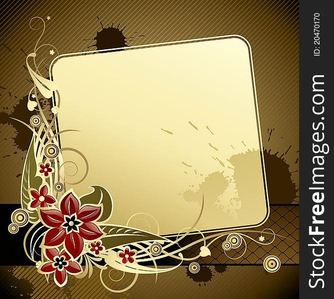 Raster version of gold classic banner and background with floral ornament and blots There is in addition a format (EPS 8). Raster version of gold classic banner and background with floral ornament and blots There is in addition a format (EPS 8)