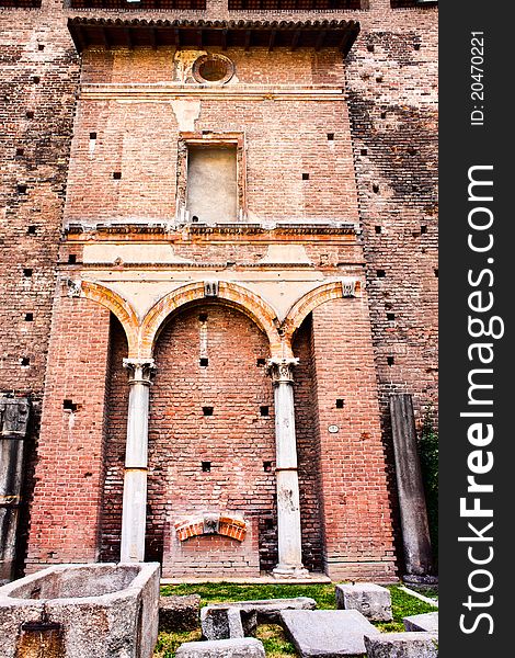 Ruins of the Sforzesco castle in Milan, Italy