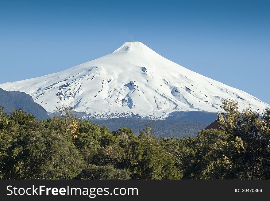 Villarrica Volcano, Pucón, Chile. It is one of Chile's most active volcanoes, and have a lava lake within its crater