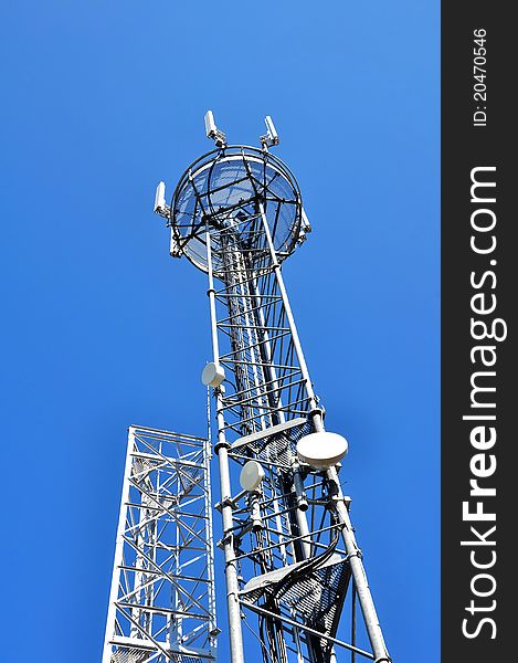 Relay antenna on blue sky background