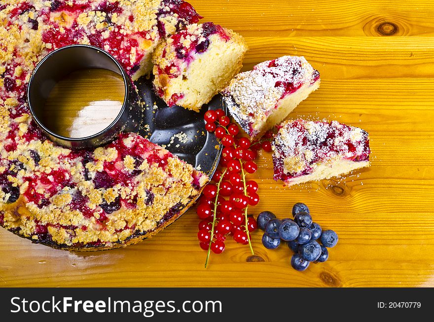 Fresh summery currant blueberry cake