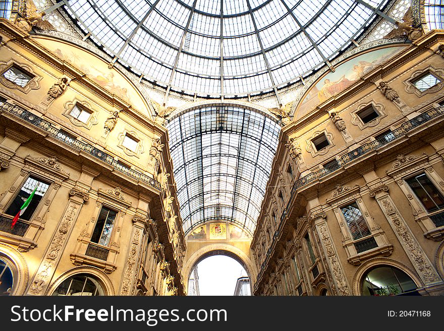 Gallery Vittorio Emanuele II in Milan, Italy. Gallery Vittorio Emanuele II in Milan, Italy