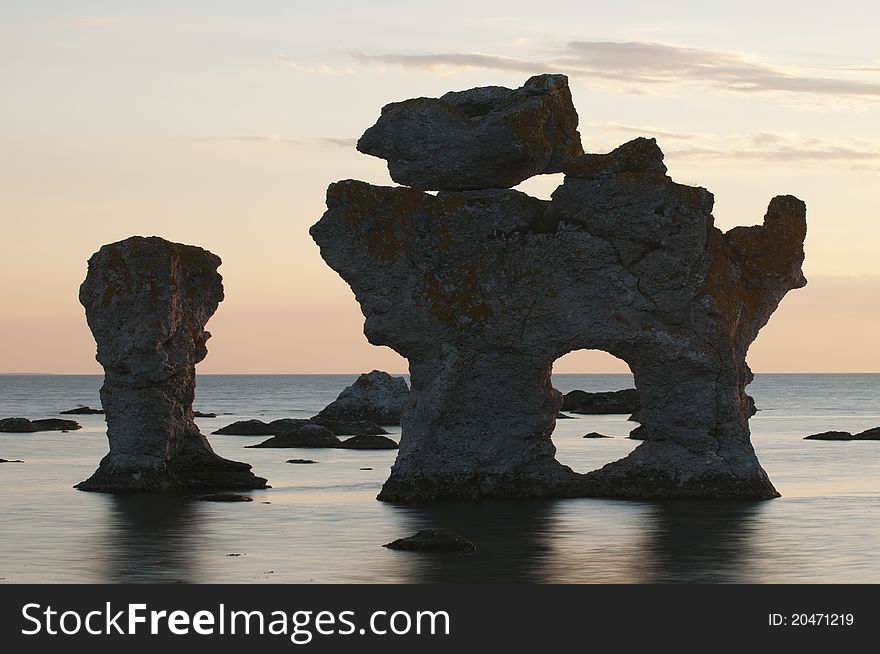 Limestone, sea stacks, formations at Gotland, Sweden. Limestone, sea stacks, formations at Gotland, Sweden.