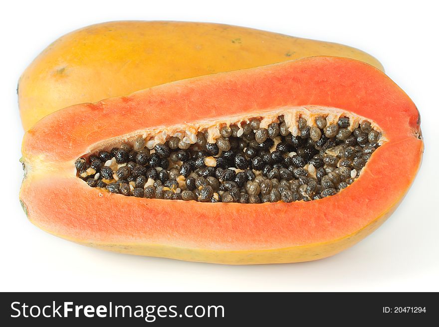 Close-up Papaya fruit on white background. Close-up Papaya fruit on white background.