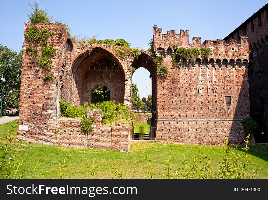 Ruins of the Sforzesco castle in Milan, Italy. Ruins of the Sforzesco castle in Milan, Italy
