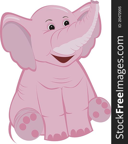 Cute pink elephant calf isolated on a white background