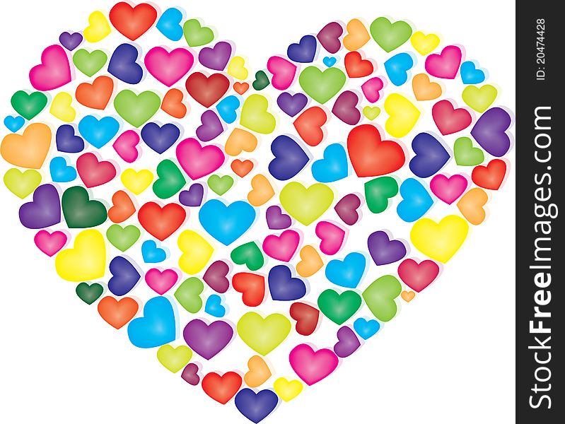 Vector of various and color heart background. Vector of various and color heart background