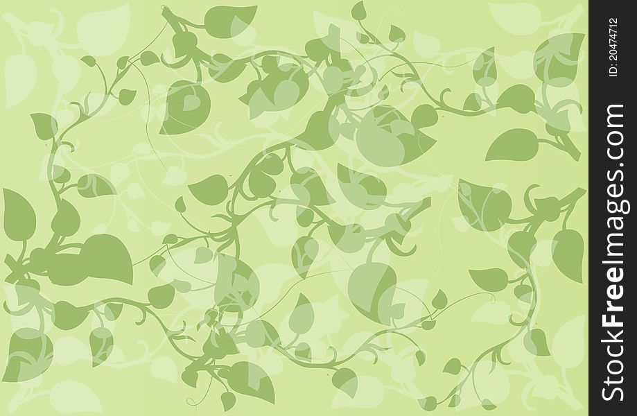 Vector Illustration Pattern Green Sprouts With Lea