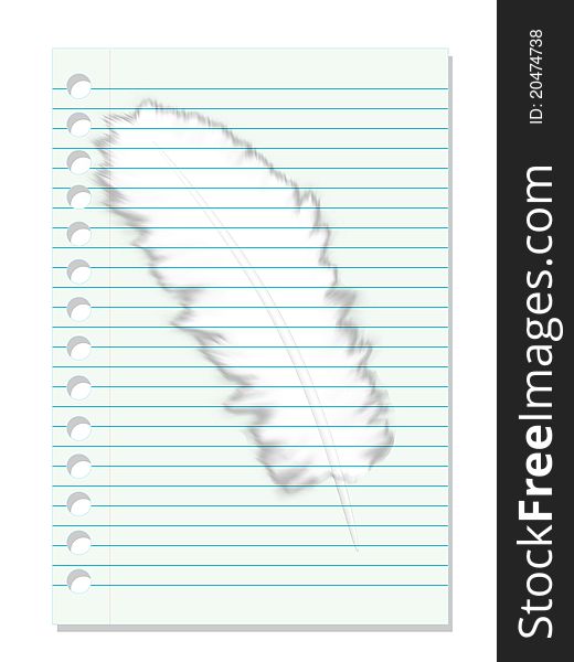 illustration a white feather of a bird in the form of the pen. illustration a white feather of a bird in the form of the pen
