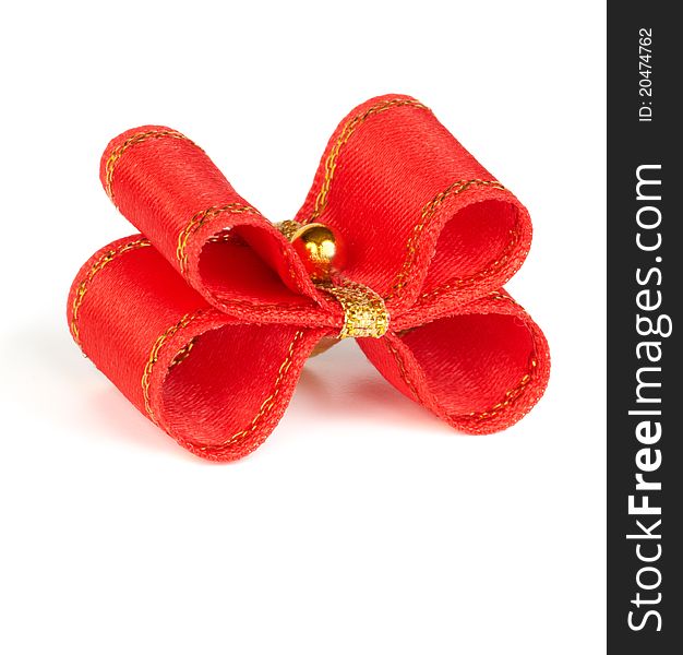 Red holiday bow isolated on white background