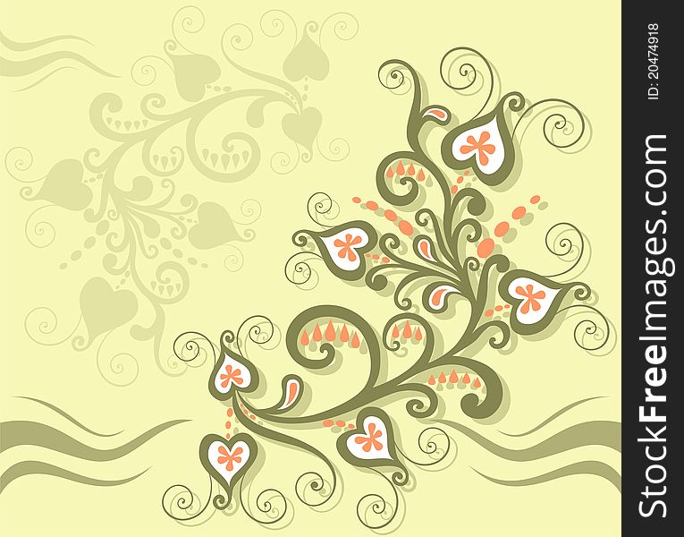 Abstract floral design for book and postcard