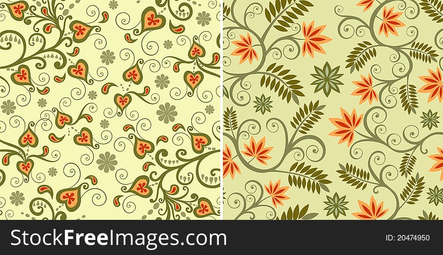 set of Abstract floral seamless backgrounds. set of Abstract floral seamless backgrounds