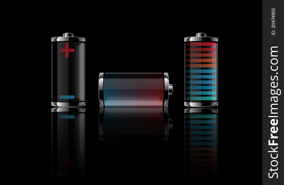 vector illustration a battery on a black background