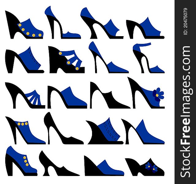 Sammer Fashionable ladies shoes in black and blue