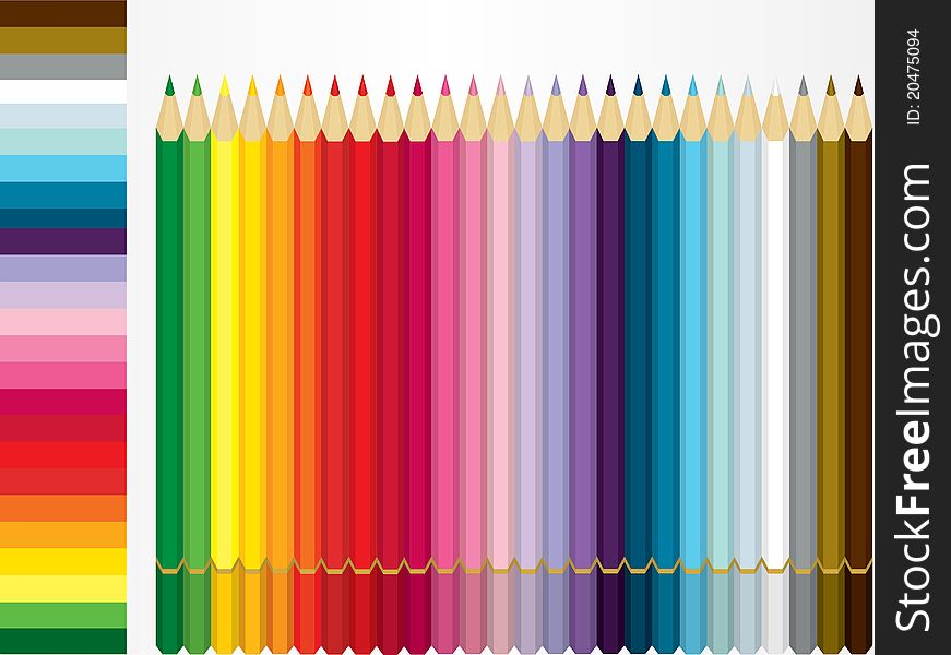 Background of color pencil with shade sample. Background of color pencil with shade sample